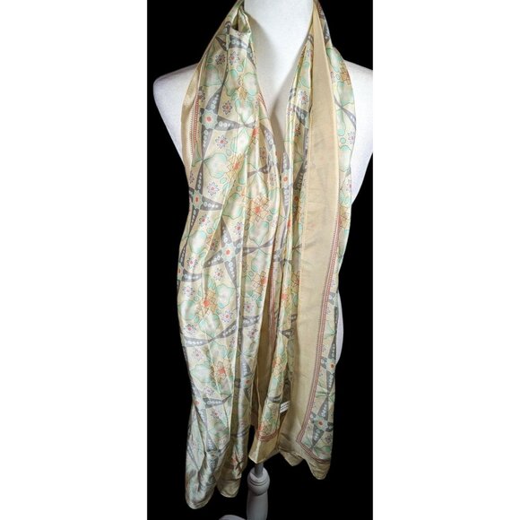 Vintage Retro Floral Pastel Yellow Scarf/Shawl/Wrap - Picture 3 of 8